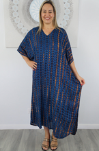 Load image into Gallery viewer, Long Kaftan Dress Crackle Tie Dye Print
