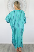 Load image into Gallery viewer, Long Kaftan Dress Crackle Tie Dye Print
