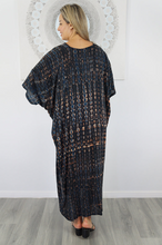 Load image into Gallery viewer, Long Kaftan Dress Crackle Tie Dye Print
