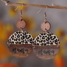 Load image into Gallery viewer, Handcrafted Wooden Mama Earrings - Leopard
