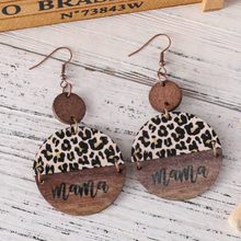 Load image into Gallery viewer, Handcrafted Wooden Mama Earrings - Leopard
