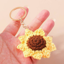 Load image into Gallery viewer, Handmade Crochet Sunflower Keychain/Bag Tassel
