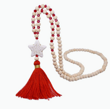 Load image into Gallery viewer, Semi-Precious Stone and Wooden Bead Long Necklace - Star
