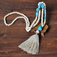 Load image into Gallery viewer, Semi-Precious Stone and Wooden Bead Long Necklace
