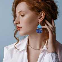 Load image into Gallery viewer, Vegan Leather Drop Earrings - Ocean
