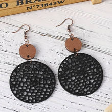 Load image into Gallery viewer, Handcrafted Wood and Vegan Leather Earrings
