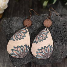 Load image into Gallery viewer, Handcrafted African Wooden Drop Earrings - Sunflower
