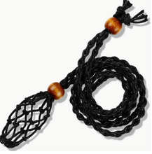 Load image into Gallery viewer, Macrame Interchangeable Crystal Pouch Necklace
