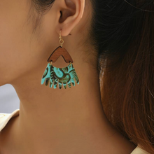 Load image into Gallery viewer, Handcrafted Wood and Vegan Leather Earrings
