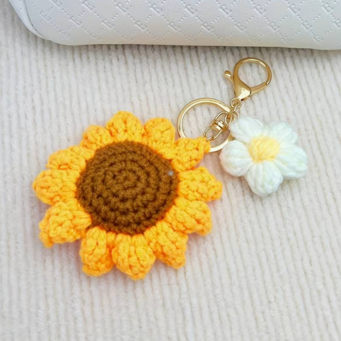 Handmade Crochet Sunflower Keychain/Bag Tassel