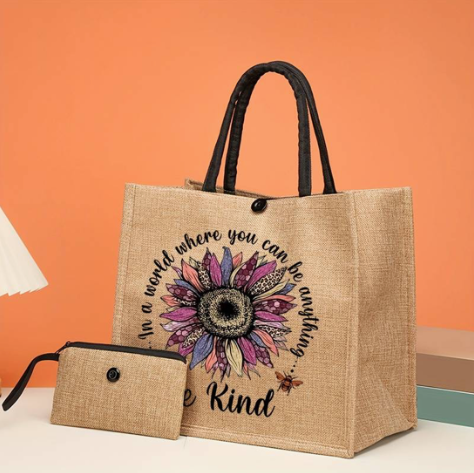 Canvas Tote Bag with Bonus Purse - Be Kind