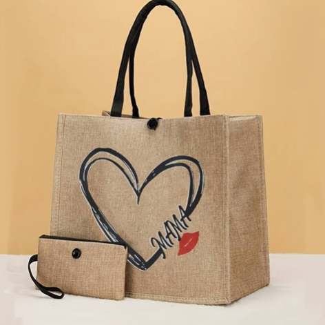 Canvas Tote Bag with Bonus Purse - Mama Kiss