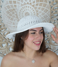 Load image into Gallery viewer, Wide Brim Cotton Crochet Hat
