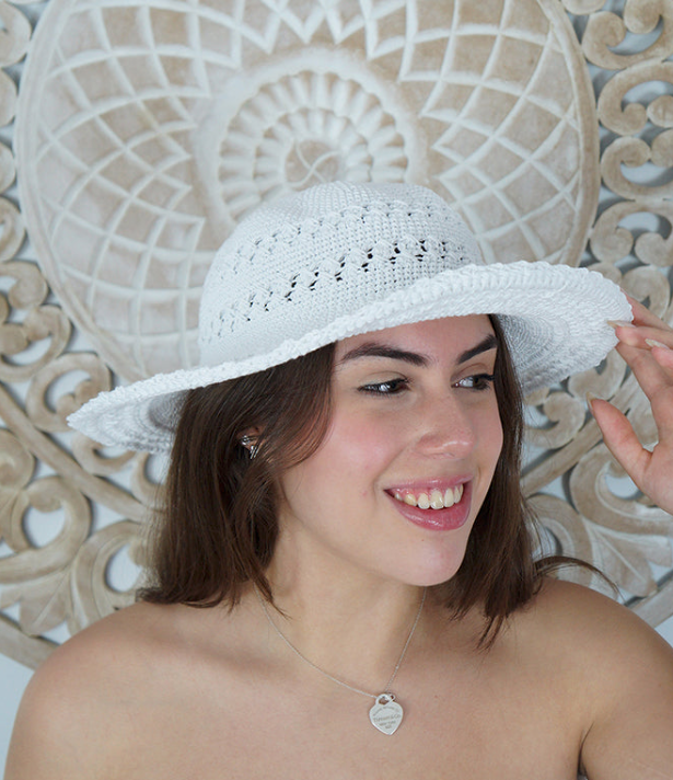 Wide Brim Cotton Crochet Hat