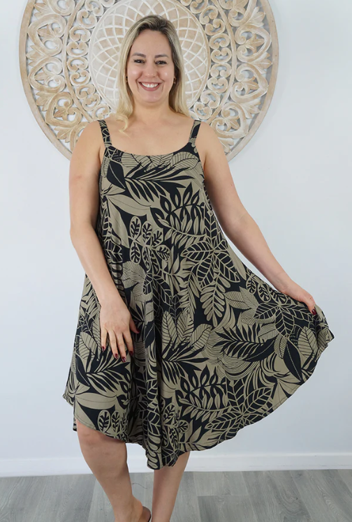 Mid Length Montego Dress Betelnut Print
