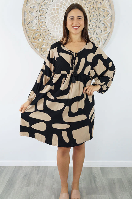 Avocado Dress Abstract Geo Print