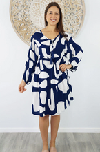 Load image into Gallery viewer, Avocado Dress Abstract Geo Print
