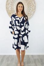 Load image into Gallery viewer, Avocado Dress Abstract Geo Print
