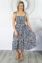 Load image into Gallery viewer, 3/4 Tie Up Smock Dress Madagascar Print
