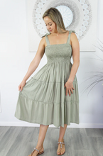 Load image into Gallery viewer, 3/4 Tie Up Smock Dress Plain
