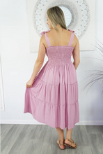 Load image into Gallery viewer, 3/4 Tie Up Smock Dress Plain
