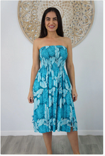 Load image into Gallery viewer, Short Smock Dress Leaves Print
