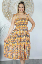 Load image into Gallery viewer, 3/4 Tie Up Smock Dress Jepara Print
