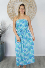 Load image into Gallery viewer, Long Tube Dress Tropical Leaves Print
