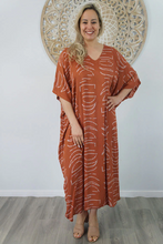 Load image into Gallery viewer, Long Kaftan Dress Half Moon Print
