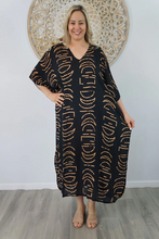Load image into Gallery viewer, Long Kaftan Dress Half Moon Print

