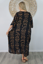 Load image into Gallery viewer, Long Kaftan Dress Half Moon Print
