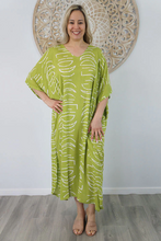 Load image into Gallery viewer, Long Kaftan Dress Half Moon Print
