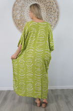 Load image into Gallery viewer, Long Kaftan Dress Half Moon Print
