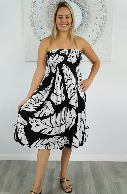 Short Smock Dress Palm Trinity Print