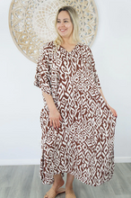 Load image into Gallery viewer, Long Kaftan Dress Asmat Print
