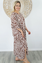Load image into Gallery viewer, Long Kaftan Dress Asmat Print
