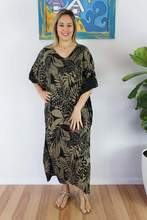 Load image into Gallery viewer, Long Kaftan Dress Betelnut Print
