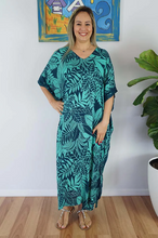 Load image into Gallery viewer, Long Kaftan Dress Betelnut Print
