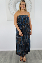 Load image into Gallery viewer, Long Tube Dress Crackle Tie Dye Print
