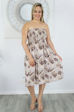 Load image into Gallery viewer, Short Smock Dress Tropical Leaves Print
