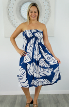 Load image into Gallery viewer, Short Smock Dress Palm Trinity Print
