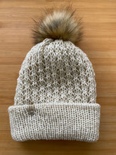 Load image into Gallery viewer, Handmade Lace Knit Beanie with Removable Pom
