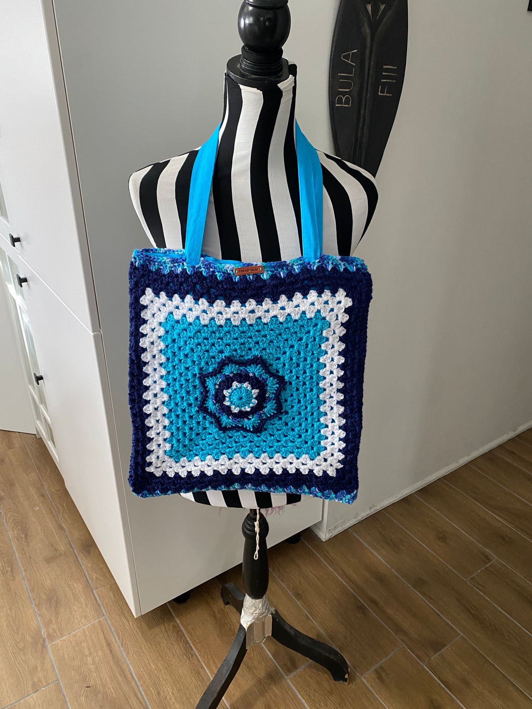 Hand Crochet Cotton Lined Tote Bag