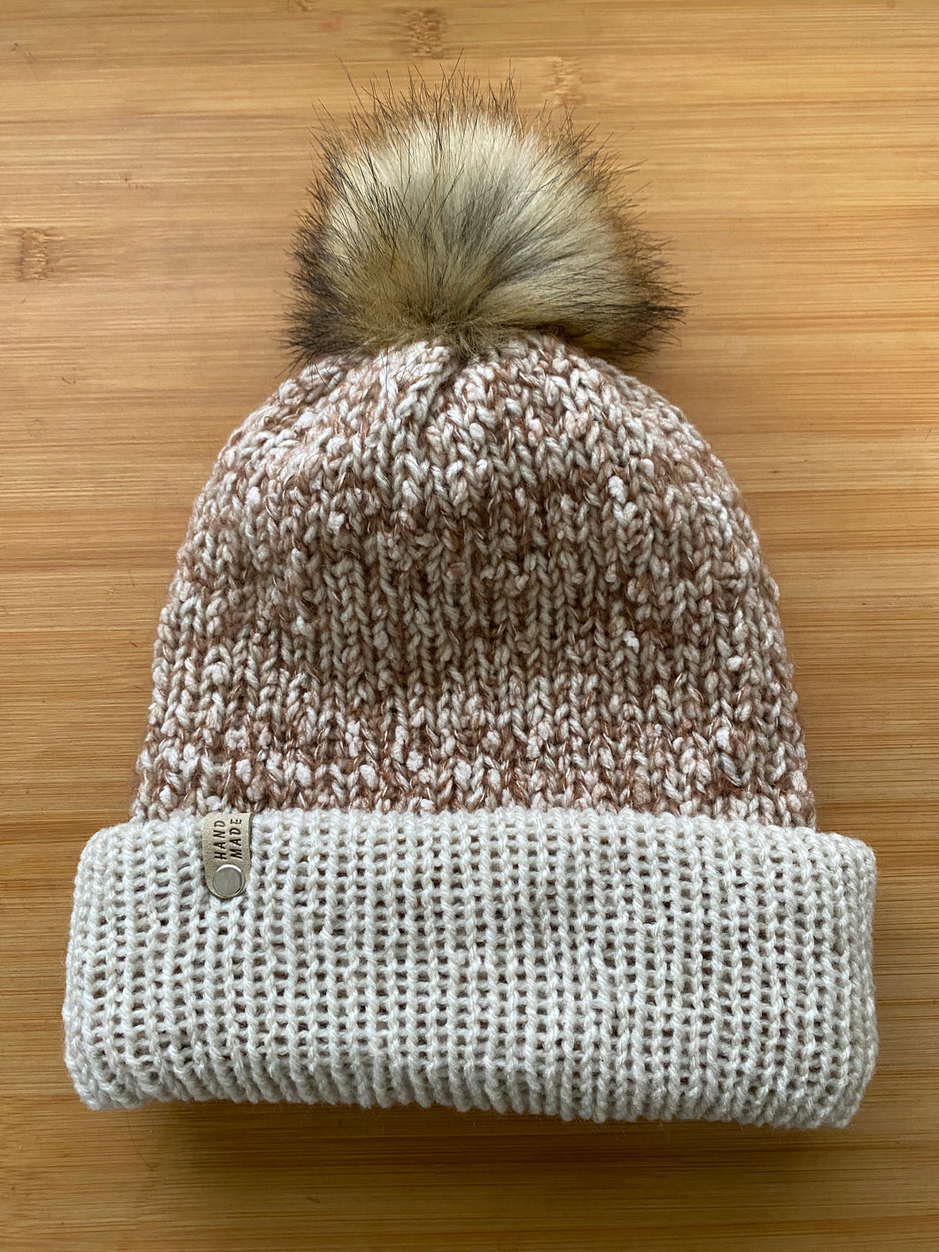 Handmade Knit Beanie with Removable Pom