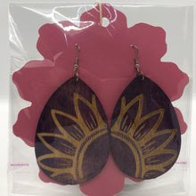 Load image into Gallery viewer, Handcrafted African Wooden Drop Earrings - Sunflower Tear
