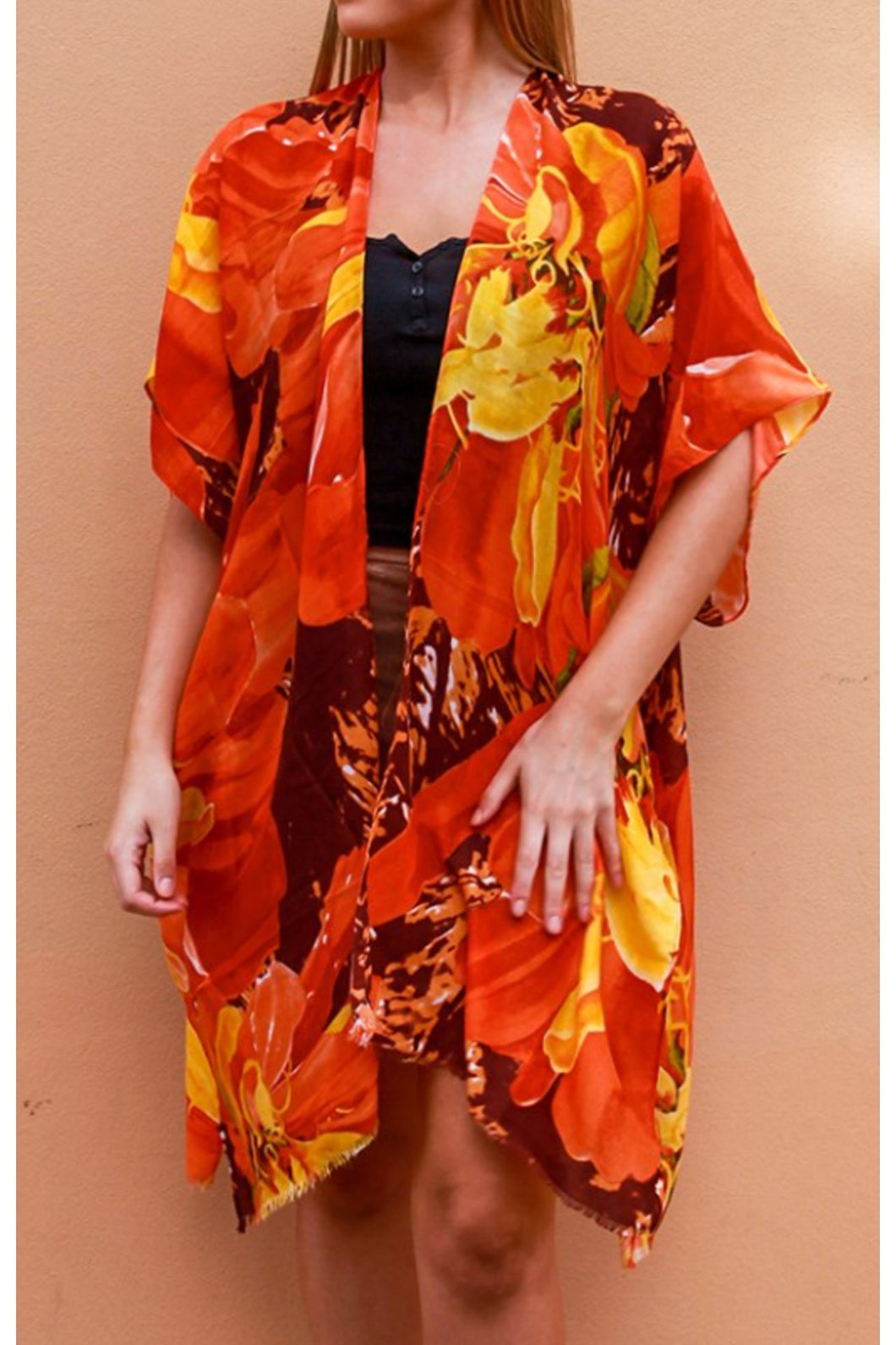 Autumn Weight Kimono Jacket Floral Print