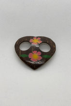 Load image into Gallery viewer, Carved Coconut Shell with Painted Flower Sarong Buckle
