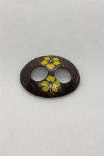 Load image into Gallery viewer, Carved Coconut Shell with Painted Flower Sarong Buckle
