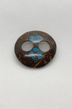 Load image into Gallery viewer, Carved Coconut Shell with Painted Flower Sarong Buckle
