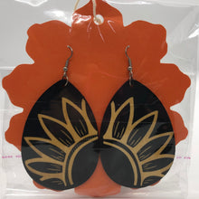 Load image into Gallery viewer, Handcrafted African Wooden Drop Earrings - Sunflower Tear
